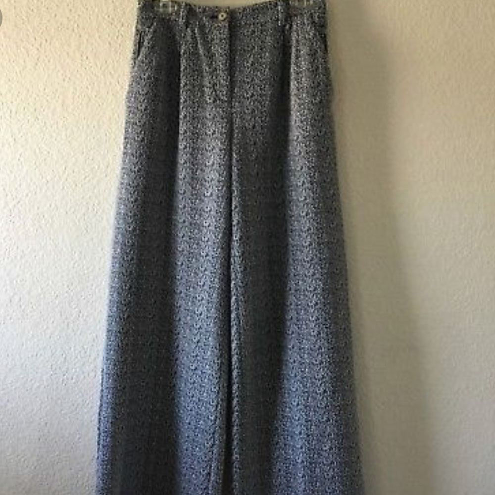 Navy and cream pants by Cartonnier. Anthropologie